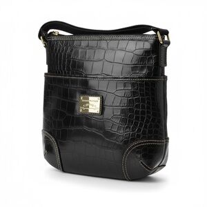 Tommy Hilfiger Black Croc-Embossed Crossbody Messenger Bag, vintage, ex cond